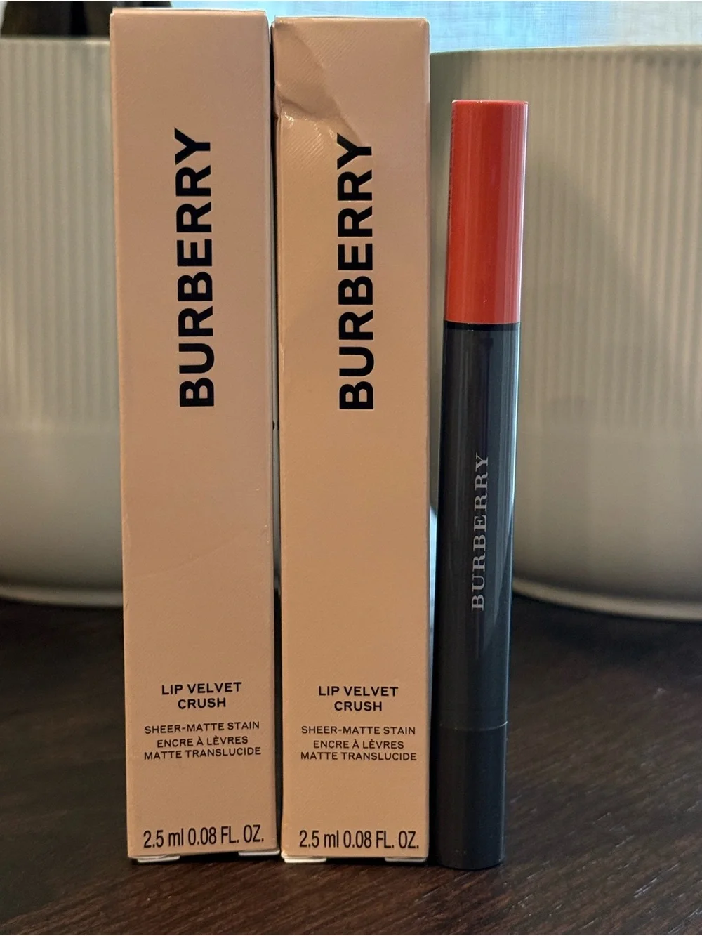 Burberry Lip Velvet Crush Sheer Matte Lip Stain Copper Pink Duo Set ✨ NIB